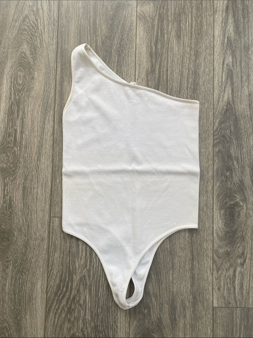12th Tribe - White One‑Shoulder Ribbed Bodysuit - Size OS